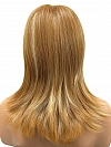 Orange-Brown with Golden Highlights Layered Mid-Length Straight Hair with soft bangs Synthetic Wig (Basic Cap) GBC009