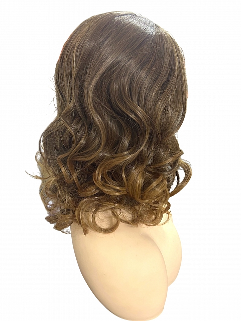 Glamvigor Hybrillia™ Blend Human Hair chic Chestnut Brown gentle    layered wave Lace Part Wig GLP064