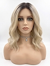 Glamvigor Hybrillia Blend Human Hair Elegant cool Blonde Ombre Wavy Lace Part Wig GLP001