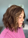 Glamvigor Hybrillia™ Blend Human Hair Brown with Medium Red-Gold Blonde Highlights  carefree wavy layered Lace Part Wig GLP044