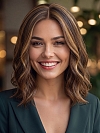 Glamvigor Hybrillia™ Blend Human Hair Gorgeous Warm Medium Brown with Ginger Blonde  long wavy bob Lace Part Wig GLP020