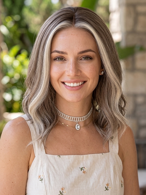 Glamvigor Hybrillia Blend Human Hair Perfectly balanced rooted blonde blends straight and wavy Bob Lace Part Wig GLP052