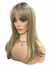 Glamvigor Hybrillia™ Blend Human Hair Elegantblonde ombre with FULL bangs long staright Lace Part Wig GLP061