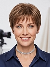 Glamvigor Hybrillia Blend Human Hair Classic Warm Brown Short Pixie with bangs Mono Top Wig GMT003