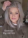 Glamvigor Hybrillia™ Blend Human Hair Luxury Light Brown with 75% Grey Blend with Soft White Tips shoulder length  Mono TOP Wig GMT002
