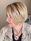 Beautiful Brown Roots Ombre Light Blonde short pixie bob Synthetic Mono Top wig GMT004
