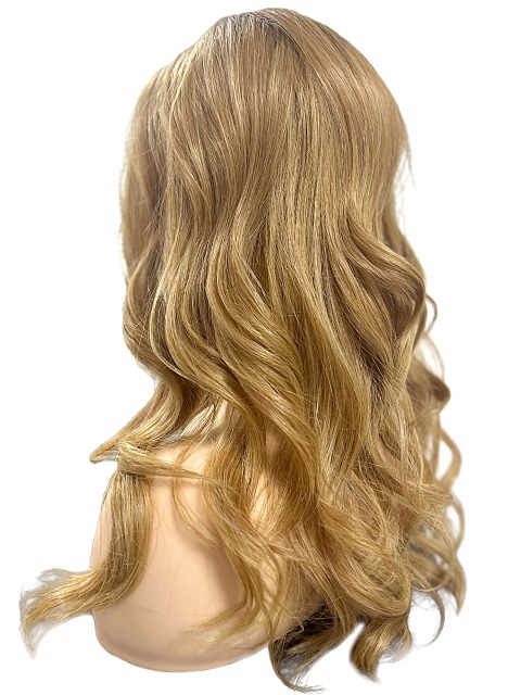 Blonde Blend with face-framing layers and soft wavy Synthetic Lace Part Wig GLP036