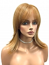 Orange-Brown with Golden Highlights Layered Mid-Length Straight Hair with soft bangs Synthetic Wig (Basic Cap) GBC009