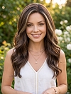 Glamvigor Hybrillia Blend Human Hair Red Brown with Gold Blonde highlights Long Beach Waves Lace Part Wig GLP056