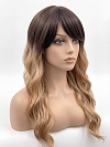 Glamvigor Hybrillia Blend Human Hair long blonde ombre layered wavy with Bangs Lace Part Wig GLP082