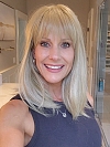Trendy Ash Blonde mid-length with full wispy bangs Synthetic Lace Part Wig glp034