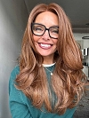 Glamvigor Hybrillia™ Blend Human Hair Ginger copper with light copper highlights long cascading style Lace Part Wig GLP058