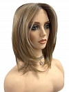 Honey blonde  with platinum blonde highlights strands in the front Straight Synthetic Lace Part Wig GLP053