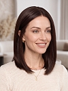 Glamvigor Hybrillia Blend Human Hair Dark Brown base with Light Reddish Brown highlights shoulder-length PRE-CUT Lace Part Wig GLP076