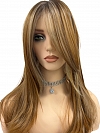 Light Red Brown Gold Blonde Highlights straight long layered   Synthetic Lace Part Wig GLP045