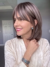 Glamvigor Hybrillia Blend Human Hair Natural soft brunette with highlights shoulder-length bob  with bangs Lace  wig glp038