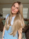 Glamvigor Hybrillia™ Blend Human Hair Dazzling Honey Blonde ombre lengthy textured layered fall to mid-back  Lace Part Wig GLP028