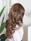 Warm Cinnamon Brown long layered loose beachy waves Synthetic Lace Part Wig GLP018