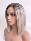  Glamvigor Hybrillia Blend Human Hair ICED BLONDE WITH Dark Roots Straight PRE-CUT Lace Part Wig GLP078