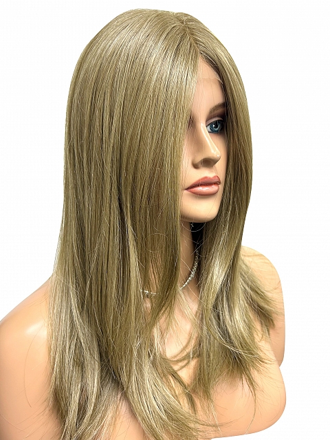 Natural Medium Ash Blonde  long layered  Synthetic Lace Part Wig GLP012
