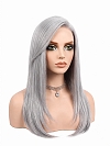 Glamvigor Hybrillia™ Blend Human Hair Light Grey long layered PRE-CUT Lace Part Wig GLP073