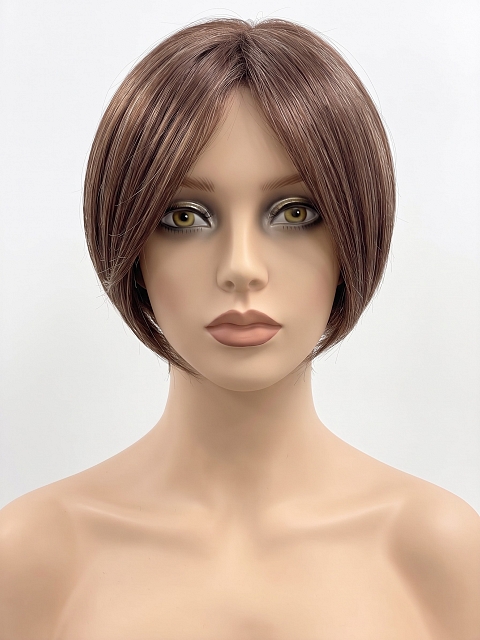 Glamvigor Hybrillia Blend Human Hair Medium Light Auburn Evenly Blended with Ginger Blonde  Wig (Basic Cap) GBC006