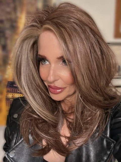 Pretty Medium Light  Auburn with Ginger Blonde Straight Synthetic Lace Part Wig GLP009