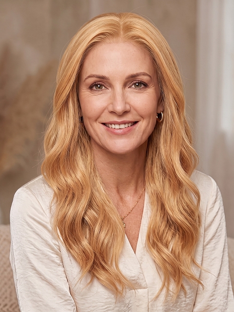 Glamvigor Hybrillia Blend Human Hair Blonde mixed Golden with loose wavy side bangs PRE-CUT Lace Part Wig GLP075