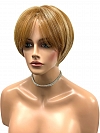 Light Brown with Blonde Highlights Short Layered Bob with Bangs Synthetic Wig (Basic Cap) GBC010