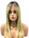 Trendy blonde ombre with gold highlights Straight  with side bangs Synthetic Lace Part Wig GLP008