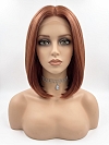 Glamvigor Hybrillia Blend Human Hair Dark Auburn Evenly Blended with Ruby Red classic chin length bob  wig glp033