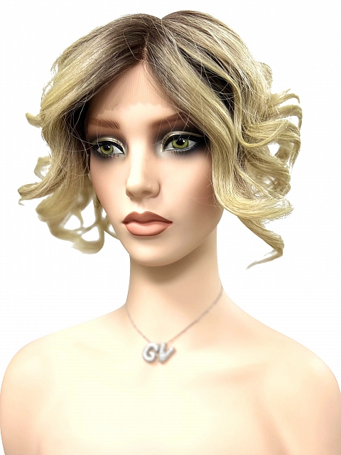 Blonde Ombre wavy with textured layerd short Synthetic Lace Part Wig GLP030
