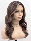 Glamvigor Hybrillia Blend Human Hair Red Brown with Gold Blonde highlights Long Beach Waves Lace Part Wig GLP056