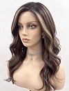 Glamvigor Hybrillia Blend Human Hair Red Brown with Gold Blonde highlights Long Beach Waves Lace Part Wig GLP056