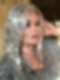 Luxury Light Brown with 75% Grey Blend with Soft White Tips shoulder length Synthetic Mono TOP Wig GMT002