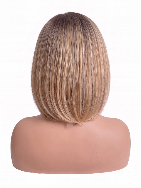 Glamvigor Hybrillia Blend Human Hair  ombre Ginger  with Dark Blonde hights  BOB  style PRE-CUT Lace Part Wig GLP081