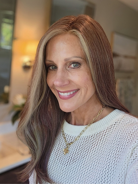 Glamvigor Hybrillia™ Blend Human Hair Pretty Medium Light  Auburn with Ginger Blonde Straight  Lace Part Wig GLP009