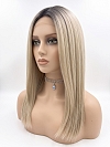 Glamvigor Hybrillia Blend Human Hair  Platinum with Shaded Roots long staright Lace Part Wig GLP066