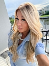 Glamvigor Hybrillia™ Blend Human Hair Blonde ombre long layered loose wavy Lace Part Wig GLP062