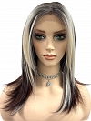 Dark red-brown mix white blonde  Straight synthetic  Lace Part Wig GLP054