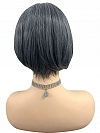 Black mixed silver short bob Synthetic Lace Part Wig GLP050