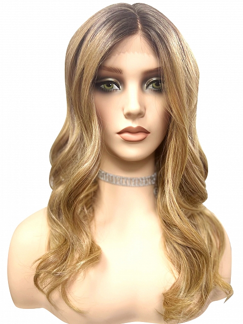 Blonde Blend with face-framing layers and soft wavy Synthetic Lace Part Wig GLP036