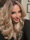 Exquisite Dark Honey Blonde ombre long layered wavy Synthetic Lace Part Wig GLP021