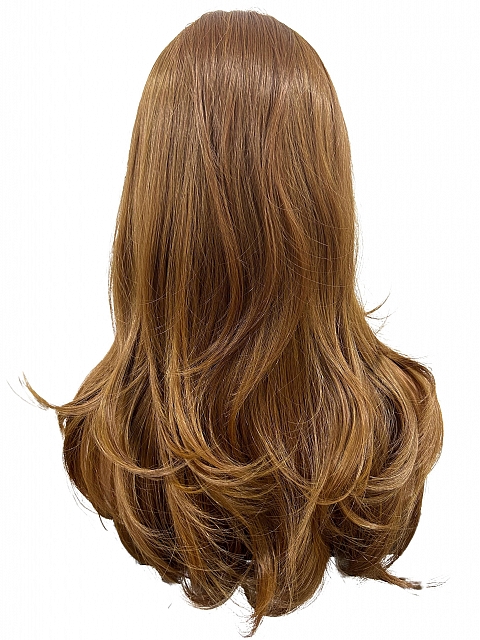 Glamvigor Hybrillia™ Blend Human Hair Ginger copper with light copper highlights long cascading style Synthetic Lace Part Wig GLP058
