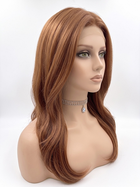 Glamvigor Hybrillia Blend Human Hair Ginger copper with light copper highlights long cascading style Lace Part Wig GLP058