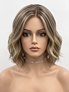 Glamvigor Hybrillia Blend Human Hair Adorable  light red color with golden blonde nape wavy bob Lace Part Wig GLP016