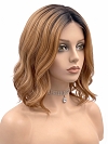 Glamvigor Hybrillia Blend Human Hair Fashion Ginger Blonde with Dark Roots Falling below the shoulders gentle wavy Lace Part Wig GLP019
