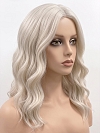 Glamvigor Hybrillia Blend Human Hair Platinum blonde beach wavy with side bangs Lace Part Wig GLP048