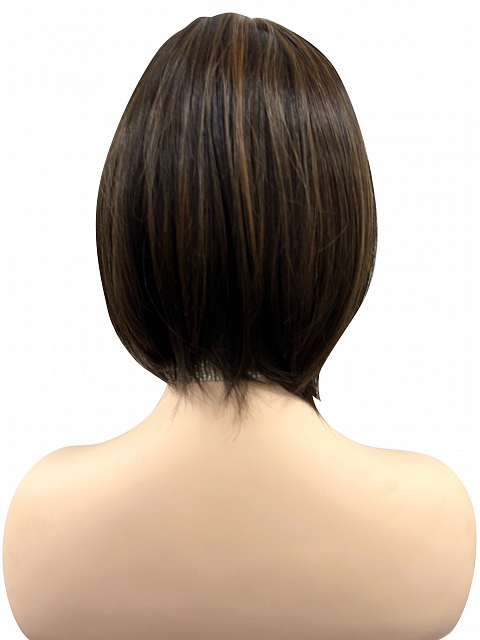 Radiant  Dark Brown with Blonde Highlights bob style Synthetic Mono TOP Wig GMT007