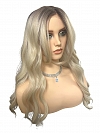 Glamvigor Hybrillia™ Blend Human Hair  Light Platinum Ombre Long Layered Wavy  Lace Part Wig GLP065